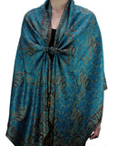 NYFASHION101 Large Soft Double Layer Jacquard Paisley Print Scarf Shawl Wrap- Peacock