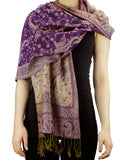 NYFASHION101 Large Soft Double Layer Jacquard Paisley Print Scarf Shawl Wrap- Dark Purple