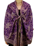 NYFASHION101 Large Soft Double Layer Jacquard Paisley Print Scarf Shawl Wrap- Dark Purple