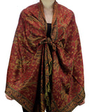 NYFASHION101 Large Soft Double Layer Jacquard Paisley Print Scarf Shawl Wrap- Red Orange