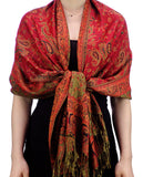 NYFASHION101 Large Soft Double Layer Jacquard Paisley Print Scarf Shawl Wrap-Red