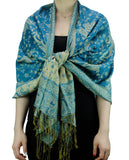 NYFASHION101 Large Soft Double Layer Jacquard Paisley Print Scarf Shawl Wrap- Turquoise