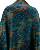 NYFASHION101 Large Soft Double Layer Jacquard Paisley Print Scarf Shawl Wrap- Cyan