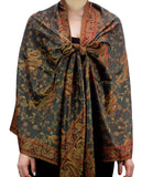 NYFASHION101 Large Soft Double Layer Jacquard Paisley Print Scarf Shawl Wrap- Green