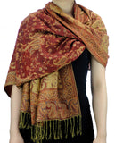 NYFASHION101 Large Soft Double Layer Jacquard Paisley Print Scarf Shawl Wrap- Rust