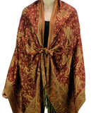 NYFASHION101 Large Soft Double Layer Jacquard Paisley Print Scarf Shawl Wrap- Rust