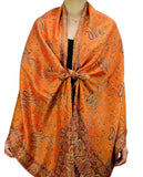 NYFASHION101 Large Soft Double Layer Jacquard Paisley Print Scarf Shawl Wrap- Mandarin
