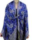 NYFASHION101 Large Soft Double Layer Jacquard Paisley Print Scarf Shawl Wrap- Royal Blue