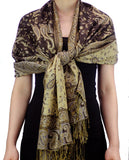 NYFASHION101 Large Soft Double Layer Jacquard Paisley Print Scarf Shawl Wrap- Dark Brown