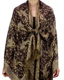 NYFASHION101 Large Soft Double Layer Jacquard Paisley Print Scarf Shawl Wrap- Dark Brown