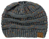 C.C BeanieTail Soft Stretch Cable Knit Messy High Bun Ponytail Beanie Hat