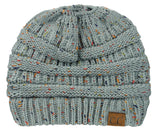 C.C BeanieTail Soft Stretch Cable Knit Messy High Bun Ponytail Beanie Hat