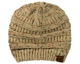 C.C BeanieTail Soft Stretch Cable Knit Messy High Bun Ponytail Beanie Hat