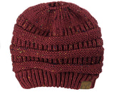 C.C BeanieTail Soft Stretch Cable Knit Messy High Bun Ponytail Beanie Hat