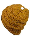 C.C BeanieTail Soft Stretch Cable Knit Messy High Bun Ponytail Beanie Hat
