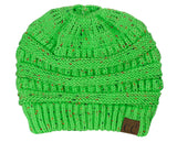 C.C BeanieTail Soft Stretch Cable Knit Messy High Bun Ponytail Beanie Hat