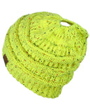 C.C BeanieTail Soft Stretch Cable Knit Messy High Bun Ponytail Beanie Hat