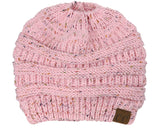 C.C BeanieTail Soft Stretch Cable Knit Messy High Bun Ponytail Beanie Hat