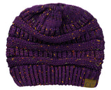 C.C BeanieTail Soft Stretch Cable Knit Messy High Bun Ponytail Beanie Hat