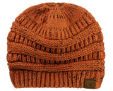 C.C BeanieTail Soft Stretch Cable Knit Messy High Bun Ponytail Beanie Hat