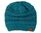 C.C BeanieTail Soft Stretch Cable Knit Messy High Bun Ponytail Beanie Hat