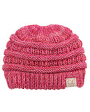 C.C BeanieTail Kids' Children's Soft Cable Knit Messy High Bun Ponytail Beanie Hat