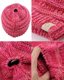 C.C BeanieTail Kids' Children's Soft Cable Knit Messy High Bun Ponytail Beanie Hat