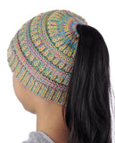 C.C BeanieTail Kids' Children's Soft Cable Knit Messy High Bun Ponytail Beanie Hat