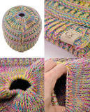 C.C BeanieTail Kids' Children's Soft Cable Knit Messy High Bun Ponytail Beanie Hat