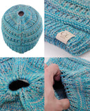 C.C BeanieTail Kids' Children's Soft Cable Knit Messy High Bun Ponytail Beanie Hat