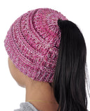 C.C BeanieTail Kids' Children's Soft Cable Knit Messy High Bun Ponytail Beanie Hat