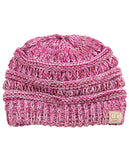 C.C BeanieTail Kids' Children's Soft Cable Knit Messy High Bun Ponytail Beanie Hat