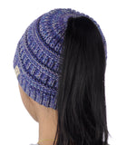 C.C BeanieTail Kids' Children's Soft Cable Knit Messy High Bun Ponytail Beanie Hat