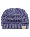 C.C BeanieTail Kids' Children's Soft Cable Knit Messy High Bun Ponytail Beanie Hat