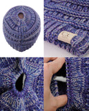 C.C BeanieTail Kids' Children's Soft Cable Knit Messy High Bun Ponytail Beanie Hat