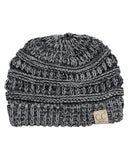 C.C BeanieTail Kids' Children's Soft Cable Knit Messy High Bun Ponytail Beanie Hat