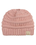 C.C BeanieTail Kids' Children's Soft Cable Knit Messy High Bun Ponytail Beanie Hat