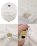 C.C BeanieTail Kids' Children's Soft Cable Knit Messy High Bun Ponytail Beanie Hat