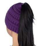 C.C BeanieTail Kids' Children's Soft Cable Knit Messy High Bun Ponytail Beanie Hat