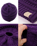 C.C BeanieTail Kids' Children's Soft Cable Knit Messy High Bun Ponytail Beanie Hat