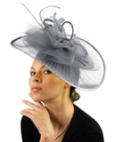 NYFASHION101 Cocktail Sinamay Fascinator Headband Feather & Flower Design