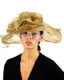 NYFASHION101 Kentucky Derby Organza Sinamay Dress Hat w/ Ruffle Flower