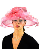 NYFASHION101 Kentucky Derby Organza Sinamay Dress Hat w/ Ruffle Flower