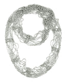 NYFASHION101® Silver-Tone Beaded Skinny Fishnet Infinity Loop Scarf