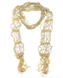 NYFASHION101® Silver-Tone Beaded Skinny Fishnet Shawl Scarf Waist Belt