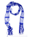 NYFASHION101® Silver-Tone Beaded Skinny Fishnet Shawl Scarf Waist Belt
