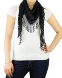 NYFASHION101® Lightweight Lace Fringe Tassel Open Hole Triangle Shawl Scarf