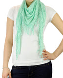 NYFASHION101® Lightweight Lace Fringe Tassel Open Hole Triangle Shawl Scarf