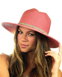 NYFASHION101 Teardrop Dent Braided Trim Casual Panama Fedora Sun Hat