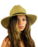 NYFASHION101 Teardrop Dent Braided Trim Casual Panama Fedora Sun Hat